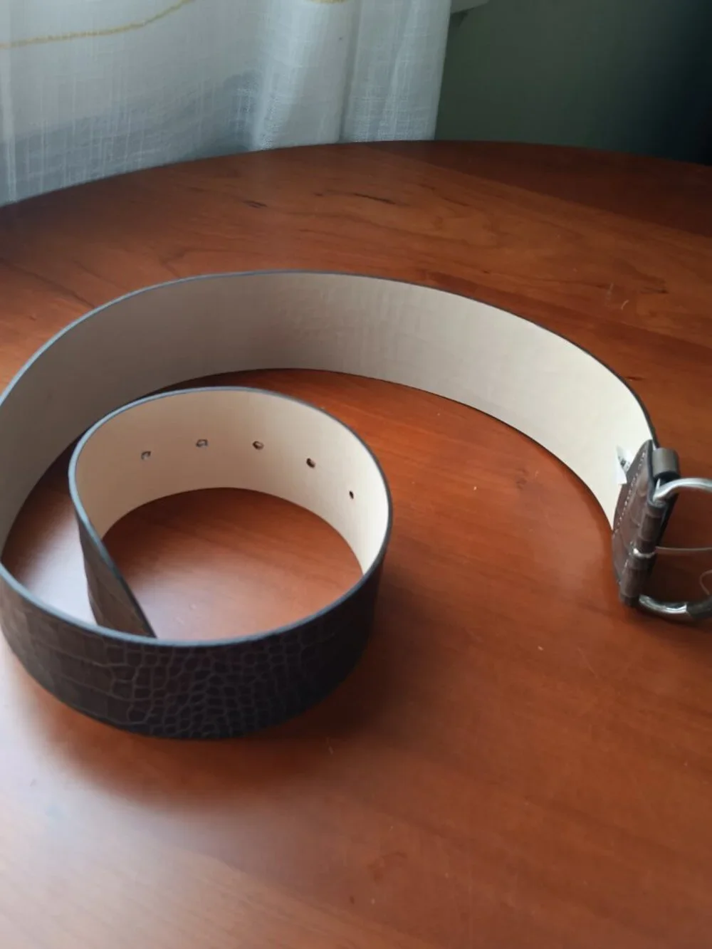 NWT Banana Republic Taupe Brown Croc Embossed Leather Made in Italy Belt Size M